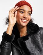 Asos Design Crochet Knit Beanie In Rust-brown