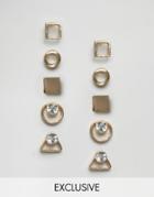 Monki Gold Shape Multi Pack Earrings - Gold
