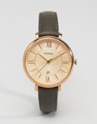 Fossil Gray Leather Jacqueline Watch Es3707 - Gray