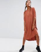 Asos Oversize T-shirt Dress With Curved Hem - Orange