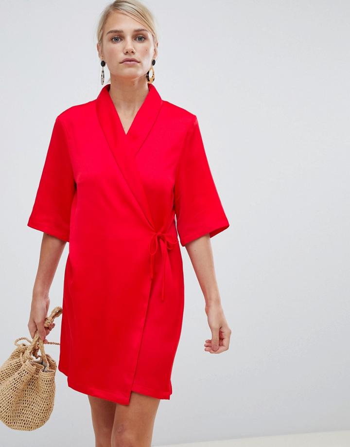 Vila Wrap Tux Dress - Red