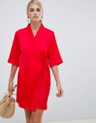 Vila Wrap Tux Dress - Red