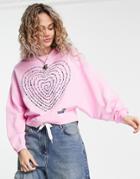 Love Moschino Poetry Heart Logo Sweatshirt In Pink