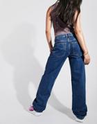 Asos Design Organic Cotton Blend Low Rise 'baggy' Boyfriend Jean In Darkwash-blues