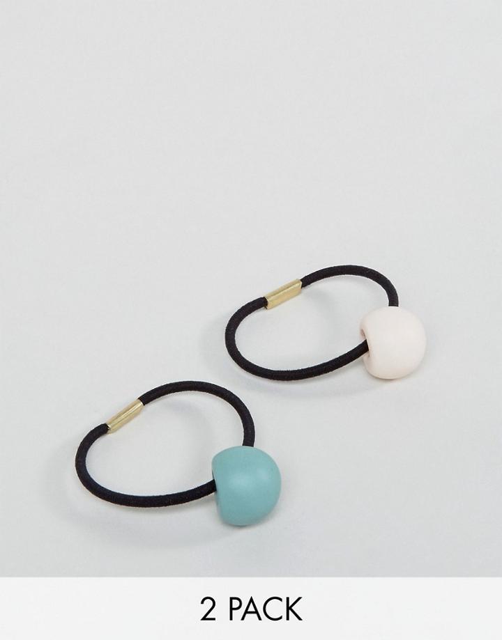 Asos Pack Of 2 Matte Painted Ball Hair Ties - Multi