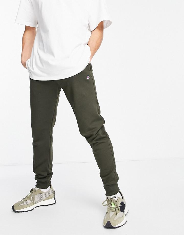 Champion Small Logo Sweatpants In Khaki-green