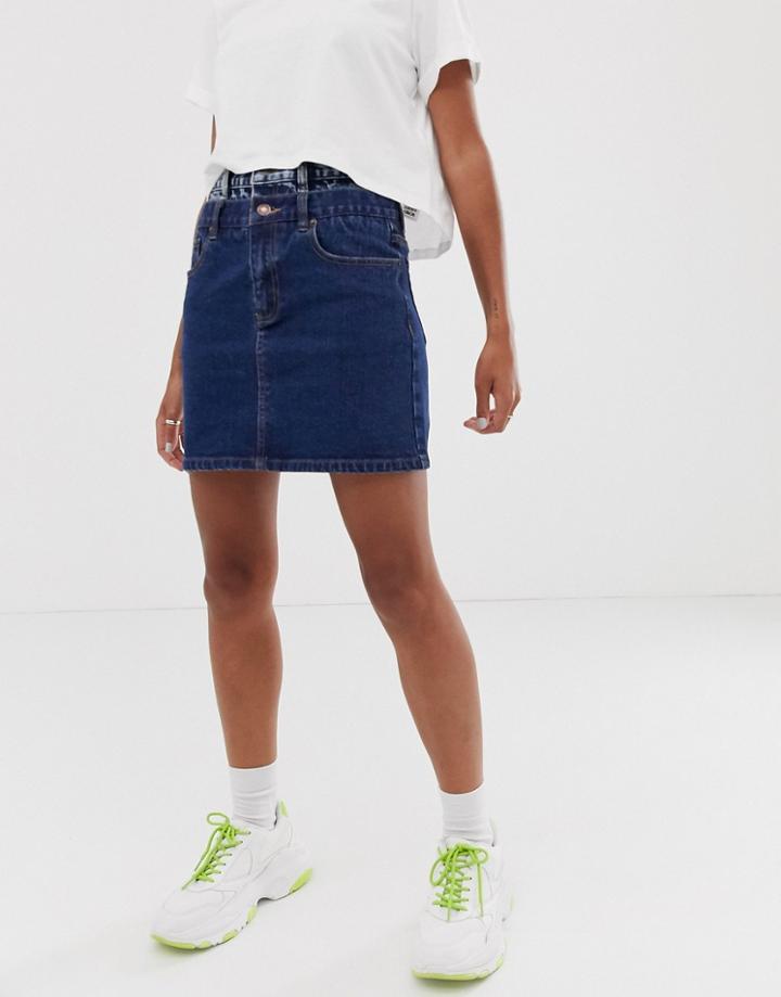 Signature 8 Double Waist Mini Skirt-blue