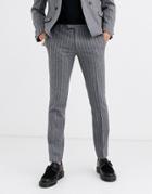Twisted Tailor Skinny Suit Pants In Gray Stripe