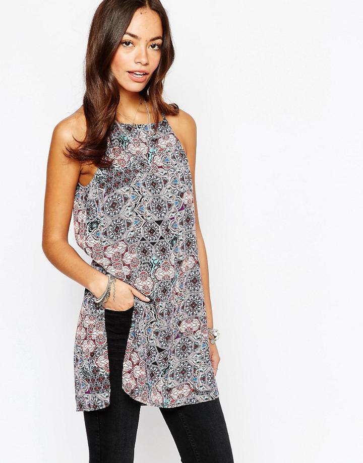 New Look Geo-tribal Split Side Cami Top - Multi