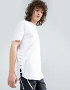 Asos Longline T-shirt With Curved Hem And Eyelet Side Seam - White