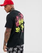 Hnr Ldn Flowers Back Print T-shirt In Oversized - Black