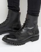 Selected Homme Varian Leather Lace Up Boots - Black