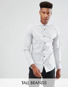 Selected Homme Tall Slim Shirt In Mini Grid Print With Contrast Buttons - Blue