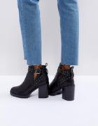 Miss Kg Taffy Studded Heeled Ankle Boots-black