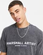 Marshall Artist Reflective Logo Oversized T-shirt In Acid Wash Gray-grey