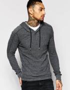 Diesel Long Sleeve Top T-gourias Hooded Waffle In Dark Gray - Dark Gray