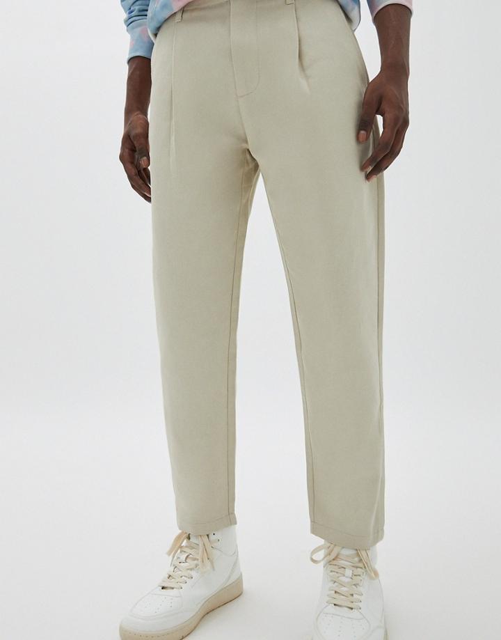 Pull & Bear Balloon Pants In Beige-neutral
