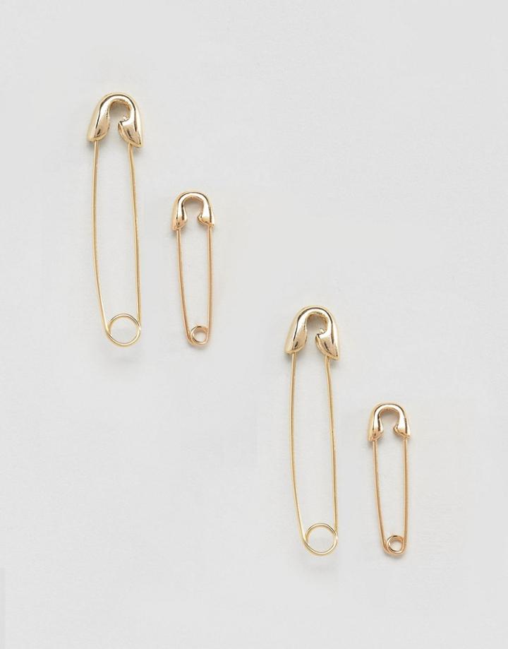Cheap Monday Safety Pin Earrings - Gold