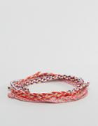 Asos Plaited Woven Bracelets In Red - Multi
