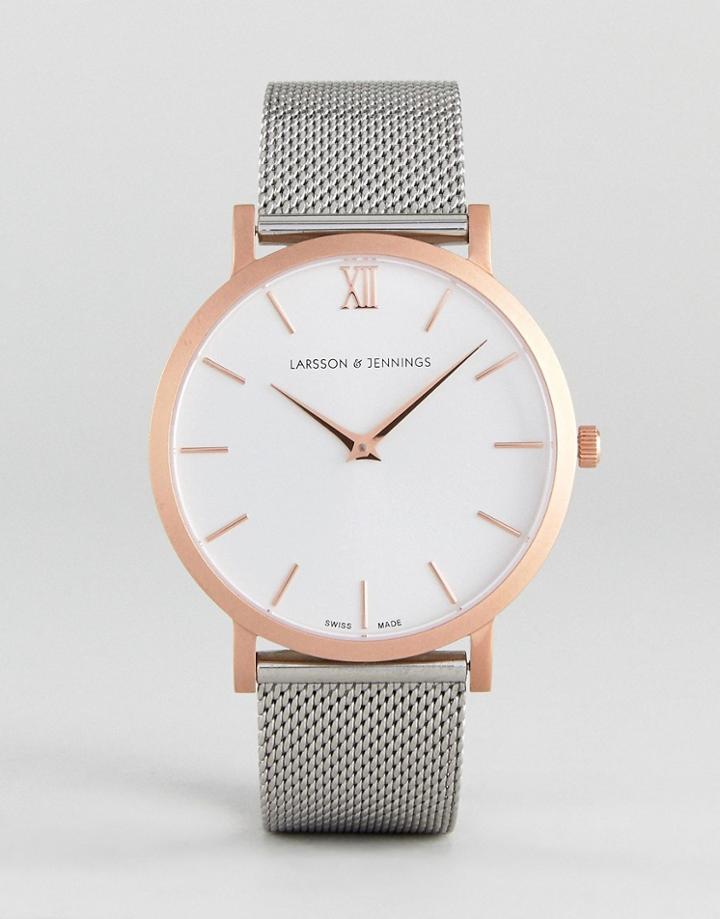 Larsson & Jennings Lcn40 Lugano & Norse Solaris Mesh Watch In Mixed Metal - Silver