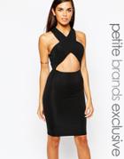 True Decadence Petite Cross Front Body-conscious Dress - Black