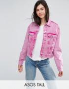 Asos Tall Denim Jacket In Washed Pink - Pink