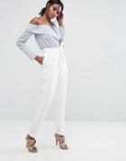 Lavish Alice Tailored Pant With Wrap Over Tie Detail - White