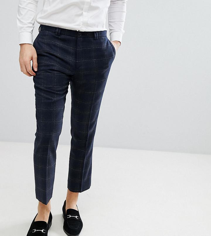 Noak Slim Wool Mix Cropped Pants - Navy