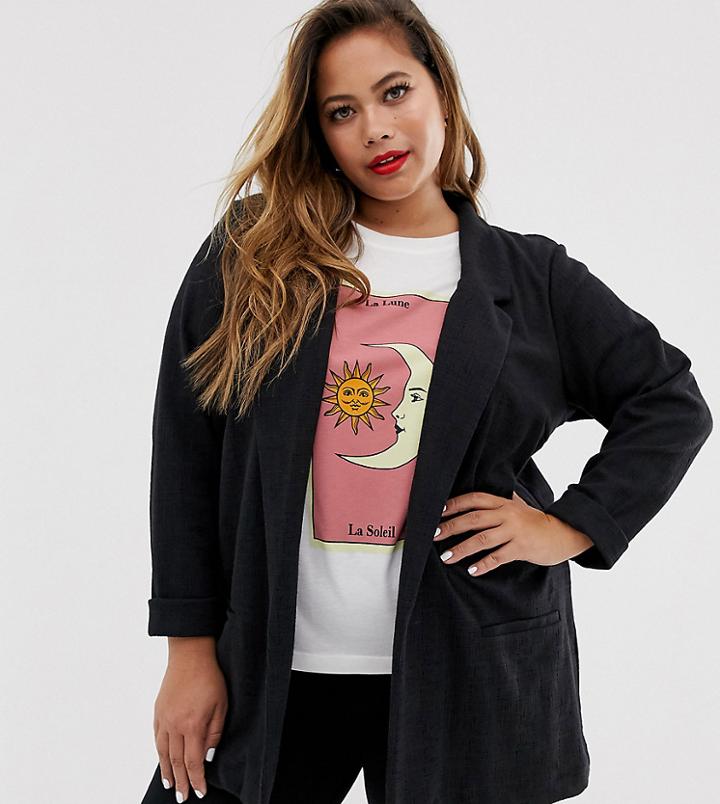 New Look Curve Stretch Blazer In Black