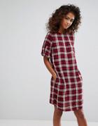 Esprit Check Print Ruffle Sleeve Shift Dress - Multi