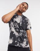 Asos Design Relaxed T-shirt In Grungy Tie Dye-black