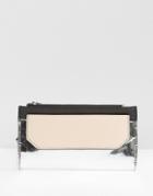 Pull & Bear Zip Purse With Front Flap In Metallic - Silver