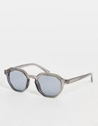 Asos Design Recycled Hexagon Sunglasses In Gray