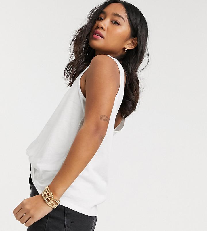 Asos Design Petite Ultimate Organic Cotton Scoop Neck Tank Top In White