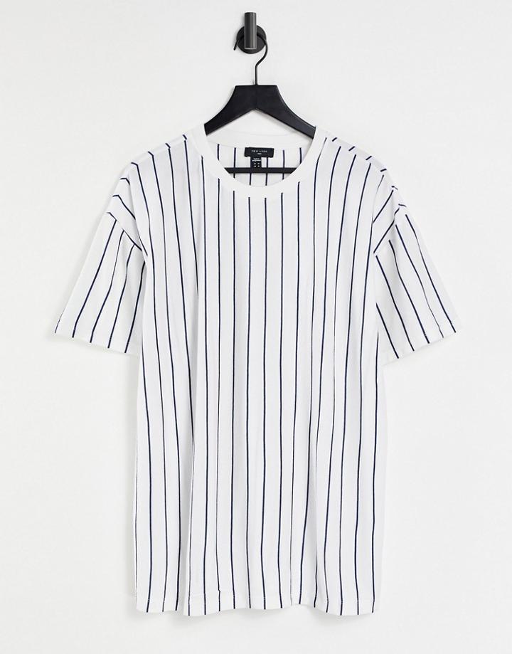 New Look Oversized Stripe T-shirt In White & Navy
