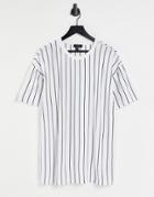 New Look Oversized Stripe T-shirt In White & Navy