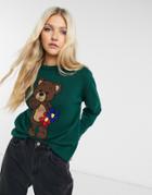 Minga London Oversized Knitted Sweater With Teddy Graphic-green