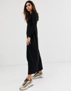 Asos Design Long Sleeve Layering Maxi Dress - Black