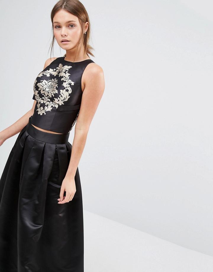 Chi Chi London Sateen Crop Top - Black