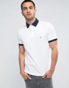 Tommy Hilfiger Contrast Cuff Polo Logo Collar Reverse Slim Fit In White - White