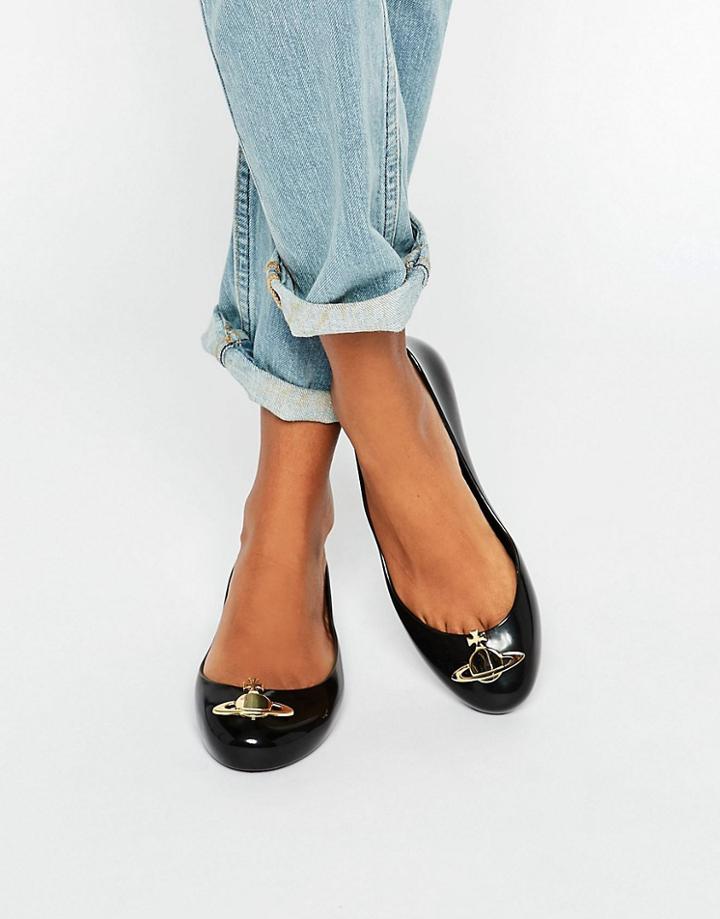 Vivienne Westwood For Melissa Space Love Orb Black Flat Shoes - Black Orb