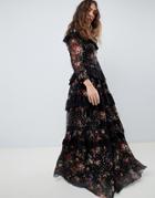 Needle And Thread High Neck Maxi Gown In Multi Print - Multi