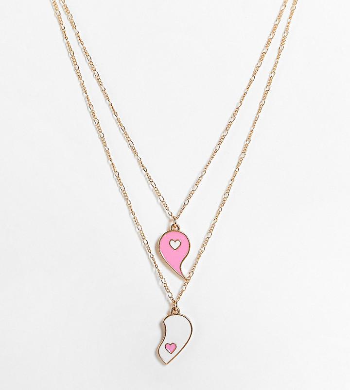 Reclaimed Vintage Inspired Friendship Yin Yang Necklaces In Pink And Gold 2 Pack