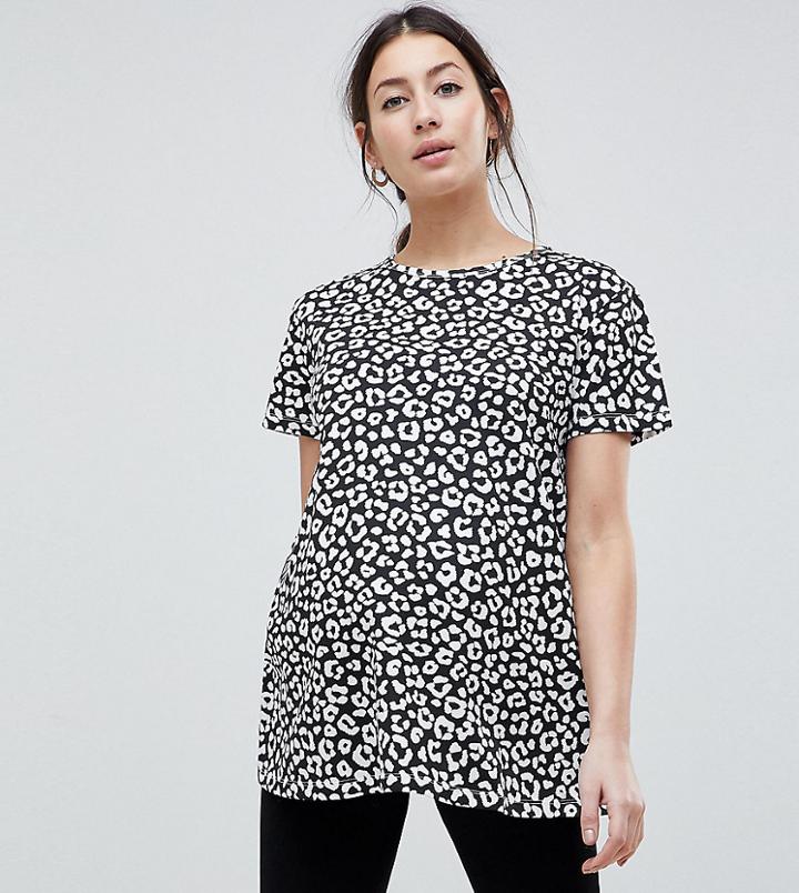 Asos Design Maternity Swing Top In Mono Animal Print - Multi