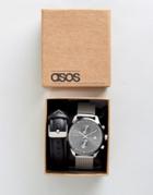 Asos Interchangeable Watch In Black And Mesh - Multi