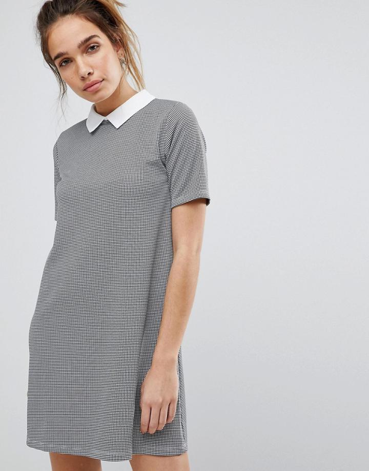Pull & Bear Dog Tooth Dress - Gray