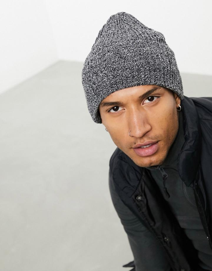 Asos Design Oversized Beanie In Charcoal Twist-gray