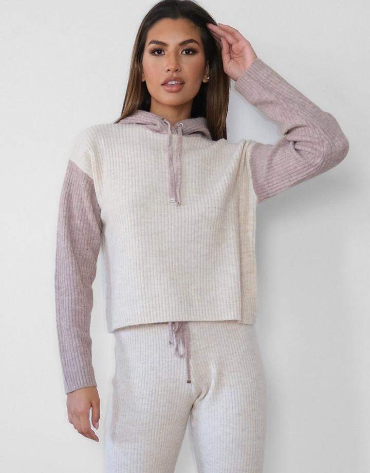 Missguided Color Block Sweater In Stone-neutral
