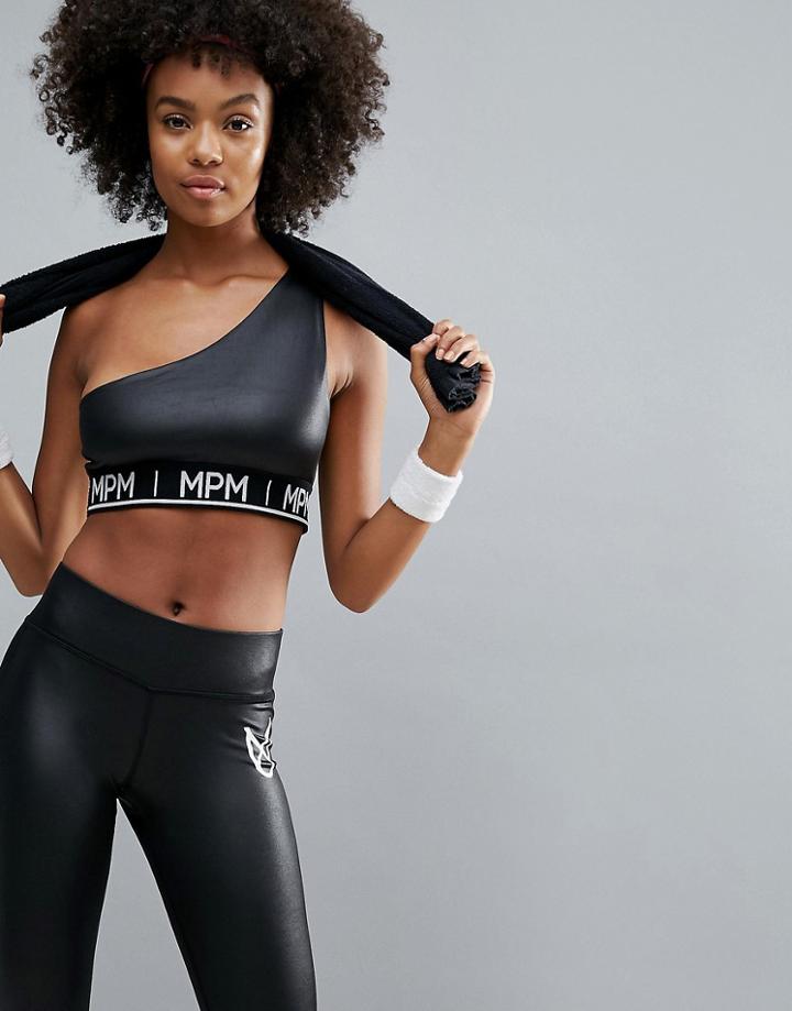 Minkpink Active Glacier One Shoulder Active Crop Top - Black