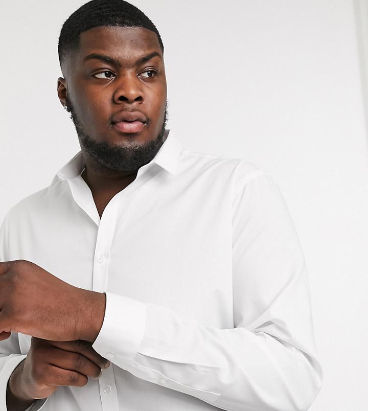New Look Plus Long Sleeve Poplin Shirt In White